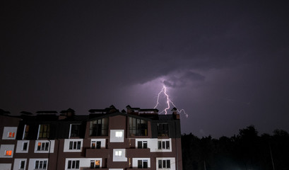  lightning in city at night