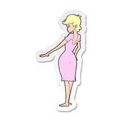 sticker of a cartoon pretty woman looking at nails