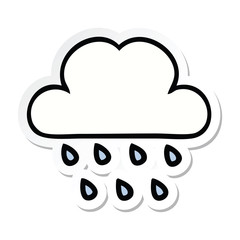 sticker of a cute cartoon rain cloud