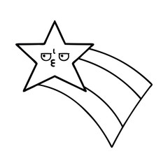 line drawing cartoon shooting rainbow star