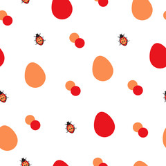 seamless pattern illustration with Easter eggs and lady bug - festive theme