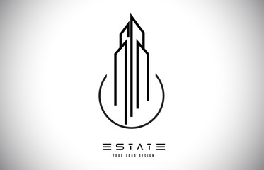 Real Estate Modern Monogram Logo Design. Real Estate Lines Abstract Buildings Icon.