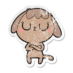 distressed sticker of a cute cartoon dog