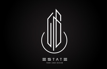 Real Estate Modern Monogram Logo Design. Real Estate Lines Abstract Buildings Icon.