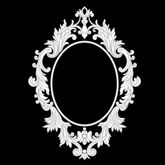 Vintage oval pattern frame in old style. Vector.