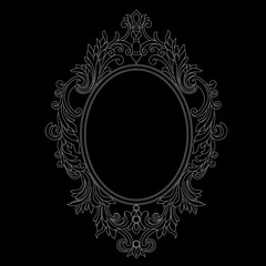 Vintage oval pattern frame in old style. Vector.