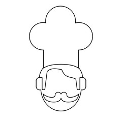 Chef with mustache faceless avatar black and white