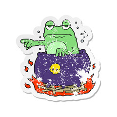 retro distressed sticker of a cartoon halloween toad