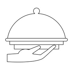 hand holding restaurante bell dome black and white