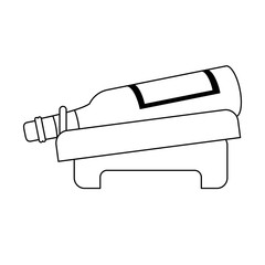 Wine bottle in wooden holder black and white