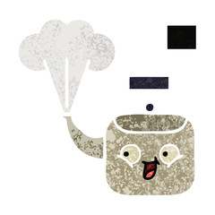 retro illustration style cartoon steaming kettle