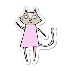 sticker of a cute cartoon cat waving