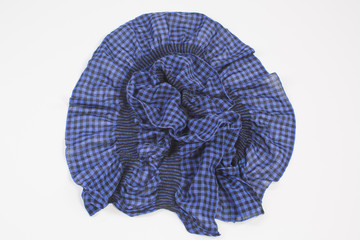 crumpled blue female scarf