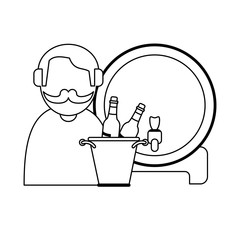 Wine and gastronomy concept black and white