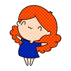 cartoon of a cute kawaii girl