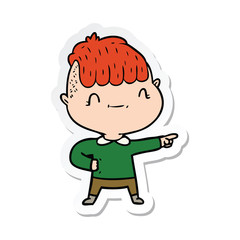 sticker of a cartoon friendly boy