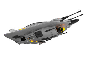 Naklejka premium alien pocket aircraft space ship exploring around in a white background