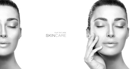 Beauty Face Spa Woman. Greyscale beauty portrait of a sensual young woman