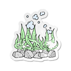 retro distressed sticker of a cartoon seaweed