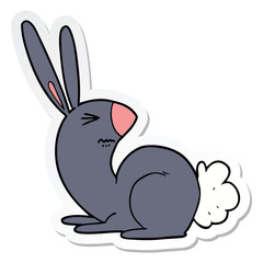 sticker of a cartoon annoyed rabbit