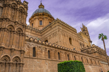 Fototapeta na wymiar Norman architecture of Duomo, medieval Cathedral of Palermo in Sicily