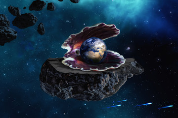 Earth as a pearl in outer space