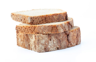 Sliced rye bread. Isolated on white background.