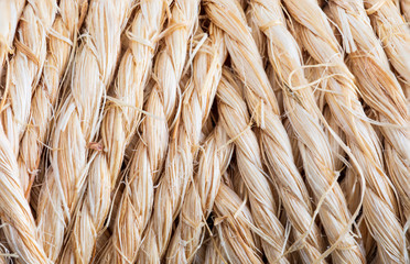 Close-up of natural rope texture. (collection of vegetable and natural fibers).
