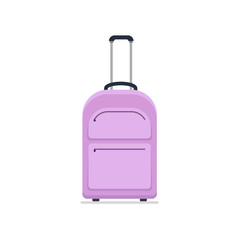 Icon luggage. Flat style violet suitcase. Business and family summer vacation luggage. Vector illustration.