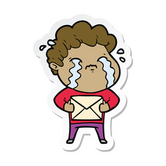 sticker of a cartoon man crying