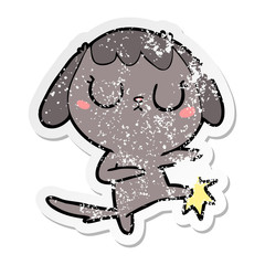 distressed sticker of a cute cartoon dog
