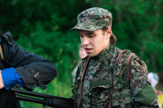 airsoft player on the game of war