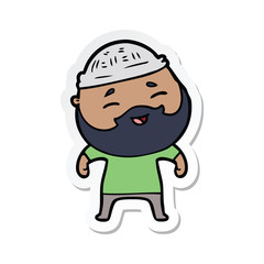 sticker of a cartoon happy bearded man
