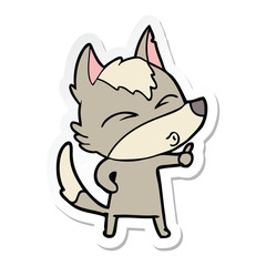 sticker of a cartoon wolf pouting