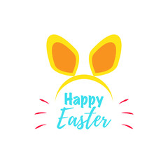 Happy Easter text as logotype and icon with bunny ears