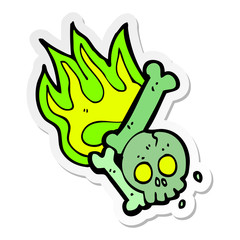 sticker of a cartoon halloween bone number