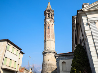 Obraz premium bell tower and Basilica of San Nicolo in Lecco