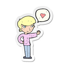 sticker of a cartoon woman in love