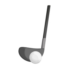 Golf club and ball symbol isolated