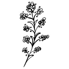 Engraved Vector Hand Drawn Illustrations Of Abstract Flower Isolated on White. Hand Drawn Sketch of a Flower