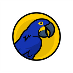 Macaw parrot cartoon character icon in circle