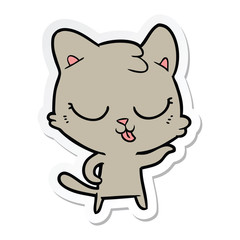 Obraz premium sticker of a happy cartoon cat