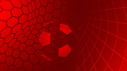 Football or soccer background with big ball in red colors