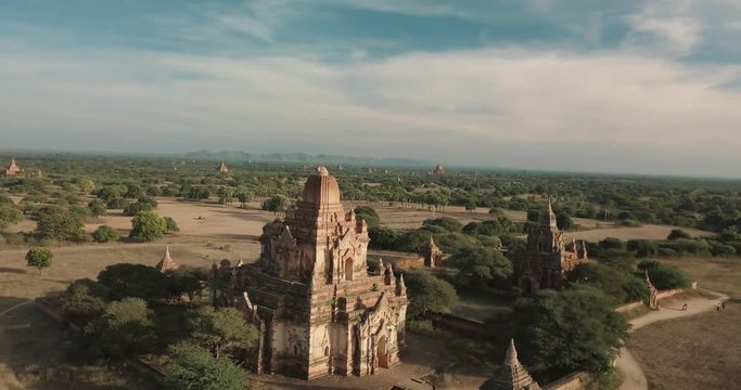 Aerial Flight Bagan Pagoda Temple