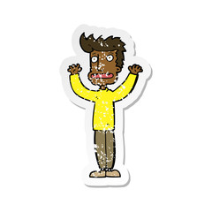 retro distressed sticker of a cartoon stressed man