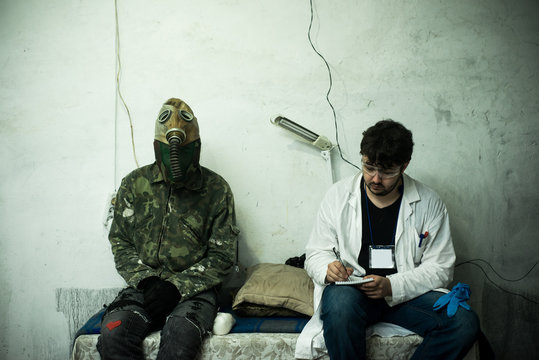 a scientist in a bunker in post-apocalypse