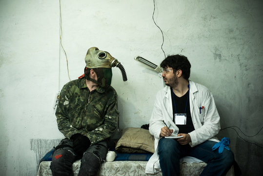 a scientist in a bunker in post-apocalypse