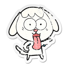 distressed sticker of a cute cartoon dog