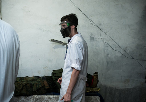 a scientist in a bunker in post-apocalypse