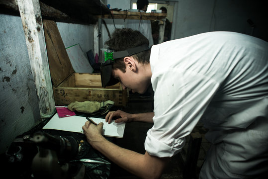 a scientist in a bunker in post-apocalypse